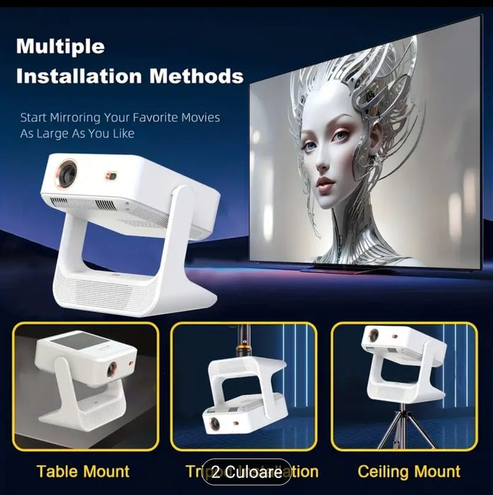 Videoproiector cu display și touchscreen 4k