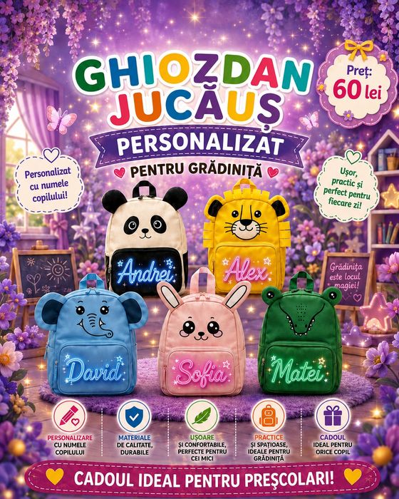 Ghiozdan jucăuș grădinița