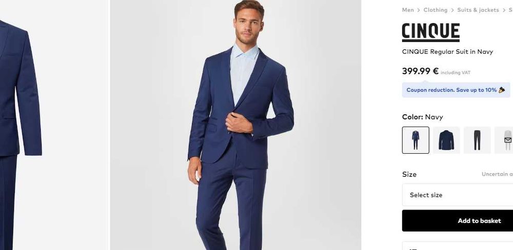 Costum slim fit 48 M premium CINQUE NOU lana usoara navy