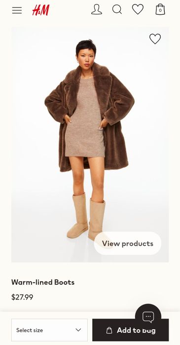 высокие теплые угги h&m 35 размер camel ДОСТАВКИ НЕТ ниже себестоимост