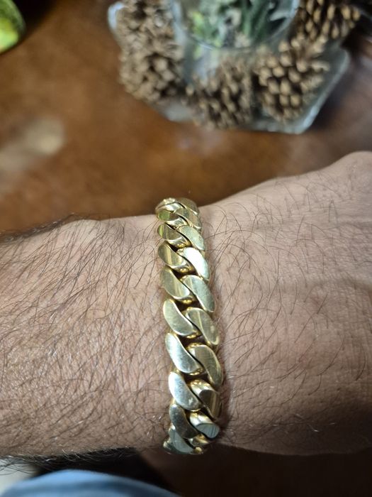 Златна гривна 14K 103.1гр. VIP  Miami Men's Cuban Curb Link Bracelet 9