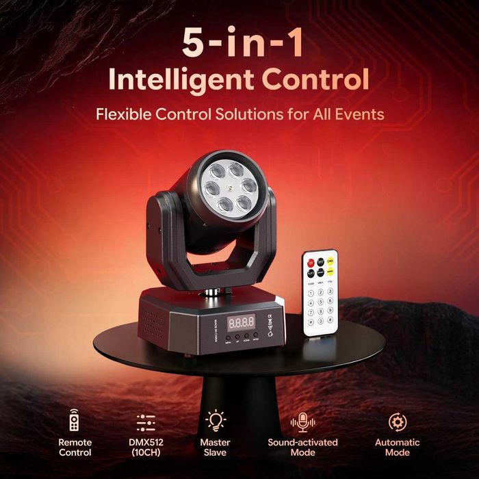LED Disco de 30 W cu telecomandă, LED RGBW 6 în 1 pentru scenă, lumini de petrecere DJ DMX512 stroboscop disco