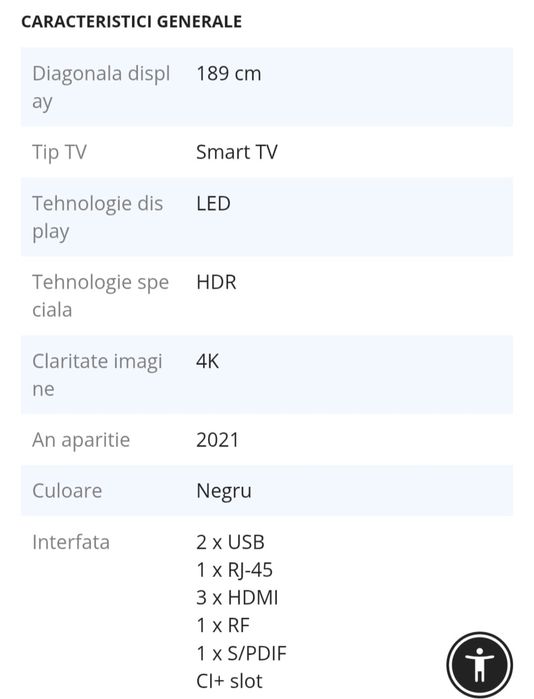 Tv Samsung smart 189 cm Uhd.4k. Defect
