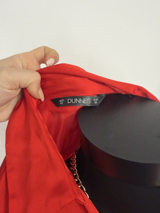 Camasa bluza rosie satin maneca lunga xs