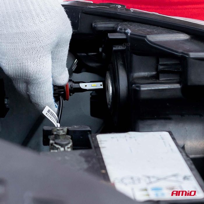 комплект led лед диодни крушки за фар amio h1 bf mini - 50w. 6200 ...