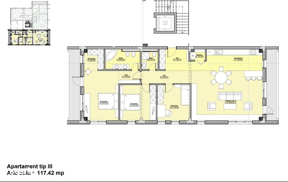 Apartament 3 camere 118 mp, central, 2 bai, terasa+balcon,mobilat lux!