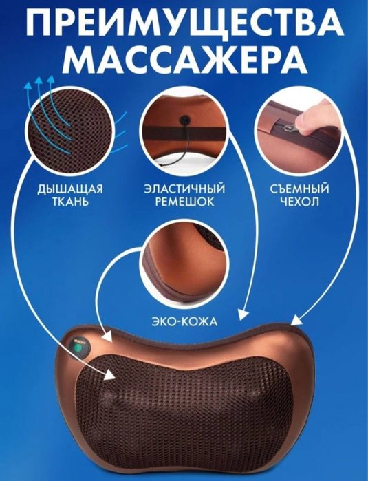 Роликовый массажер подушка. массажер для шеи, плеч и спины.