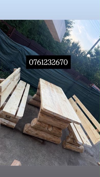 Mobilier rustic pentru gradina din lemn masiv