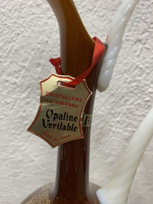 Италия Cristalleria La Toscana опалинови гарафи камея 1960 ваза кана