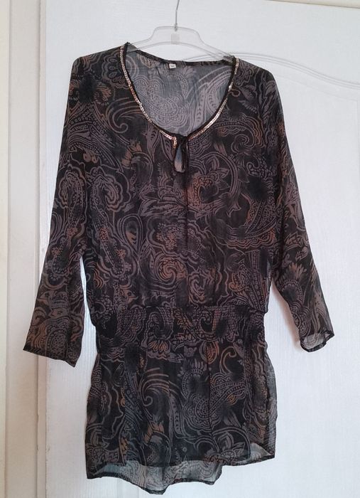 Bluză tip tunică, din voal, măr. S-M