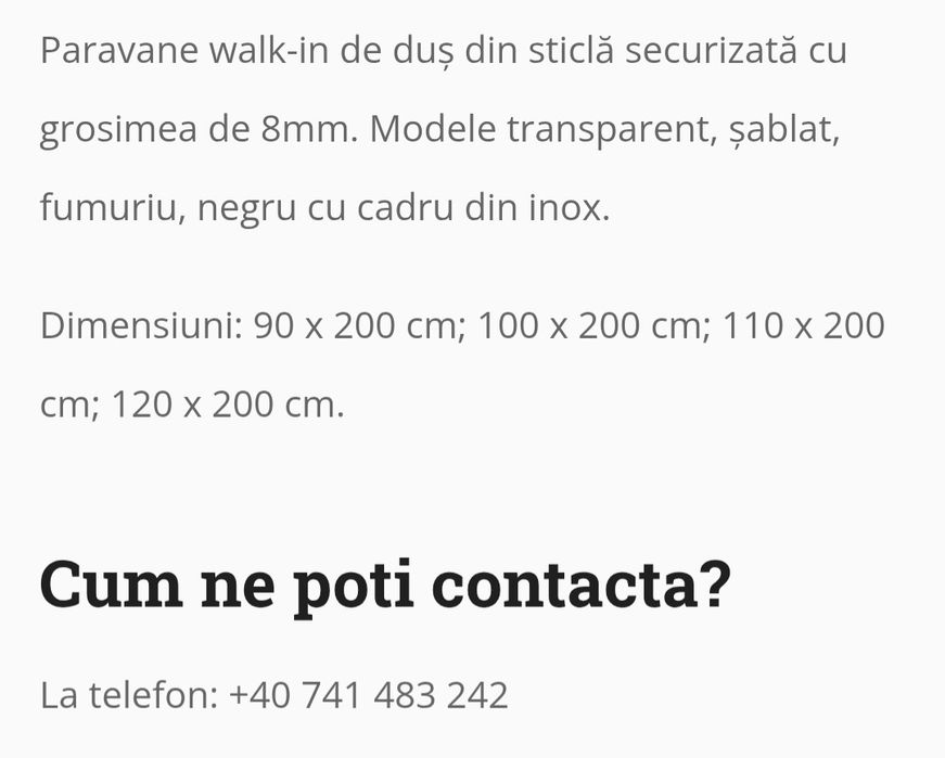 Paravane dus sticla