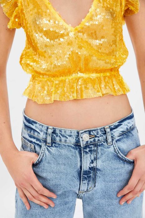 НОВ топ ZARA от тюл и паети