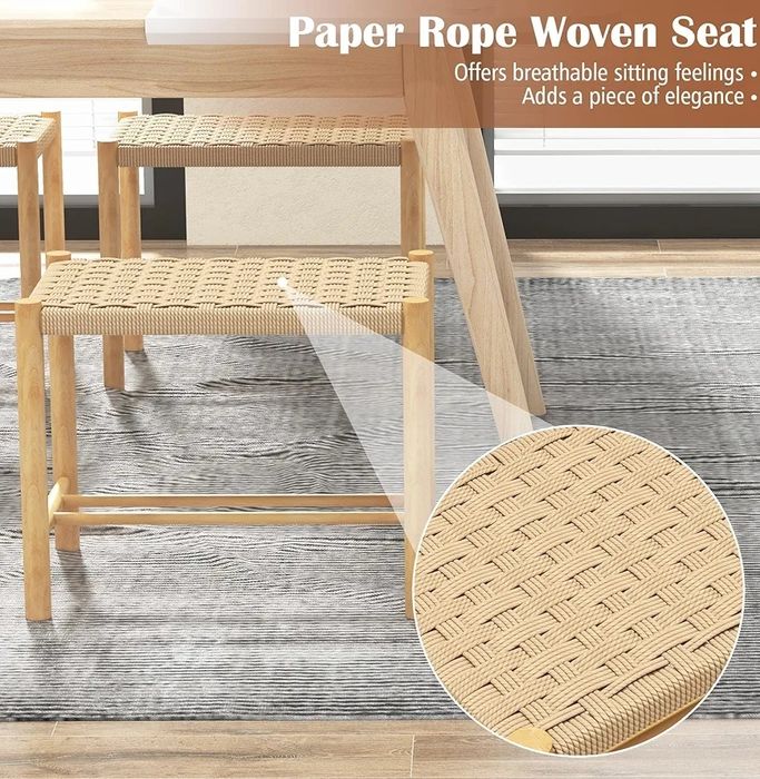 2 бр. Кухненски трапезарен комплект 18" с плетена седалка от хартиено