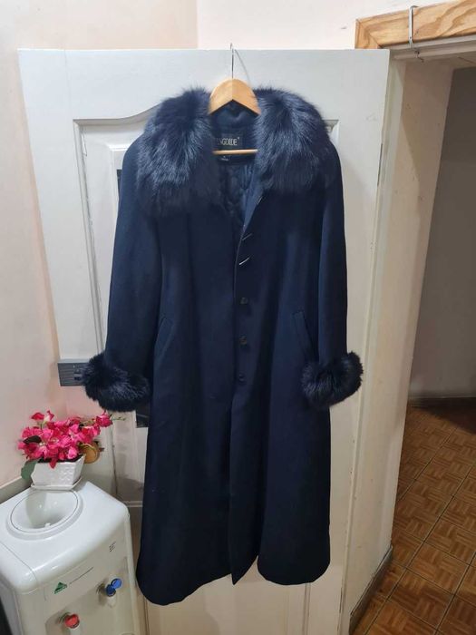 Женское пальто с мехом размер 42 европейский, 48 российский, XL