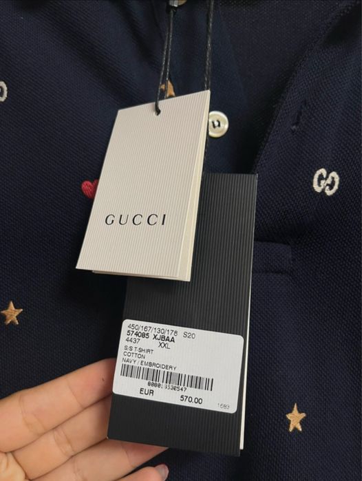 Tricou polo bleumarin barbati - Gucci - XXL - stare foarte buna