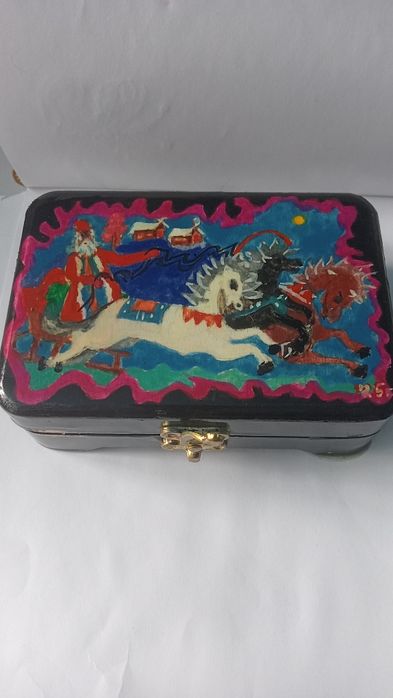 Шкатулка из липы,9*14*3, роспись "Палех".