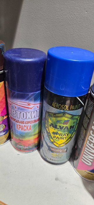 Аэрозольные краски 6шт почти полные