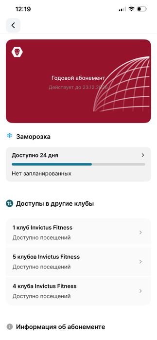 Абонимент в Invictus Gagarin на 8 месяцев