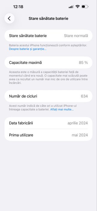 Iphone 15 Pro Max Alb 256 GB, 85% sanatate baterie