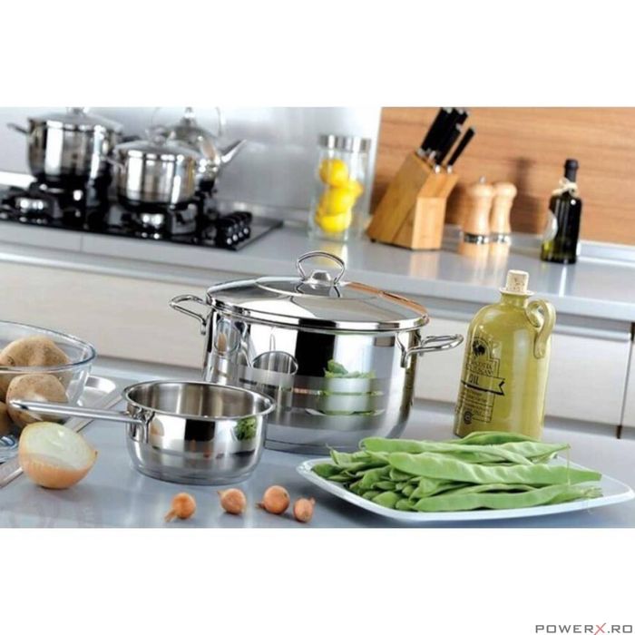 Oala cu capac din inox, 20X12cm, 3.7litri, compatibila cu toate