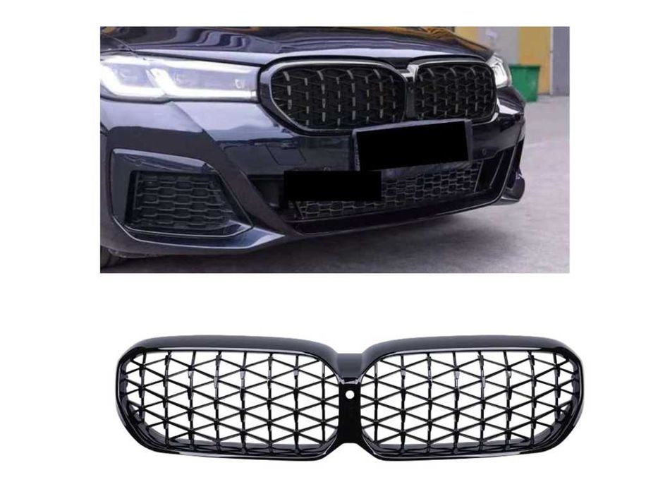 Бъбреци Решеткa за BMW 5-та серия G30 G38 525i 530i 540i 2020+ Facelift Фейслифт LCI Diamond Style Черен Гланц