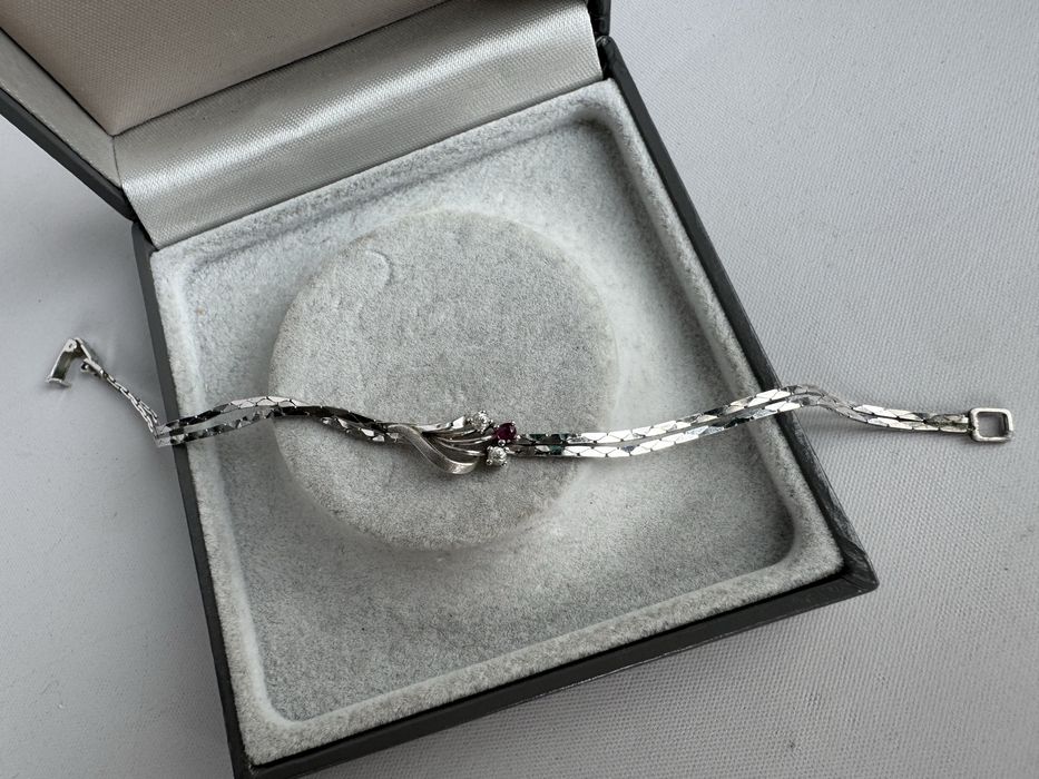 Bratara din argint rodiat, rubin si zirconia