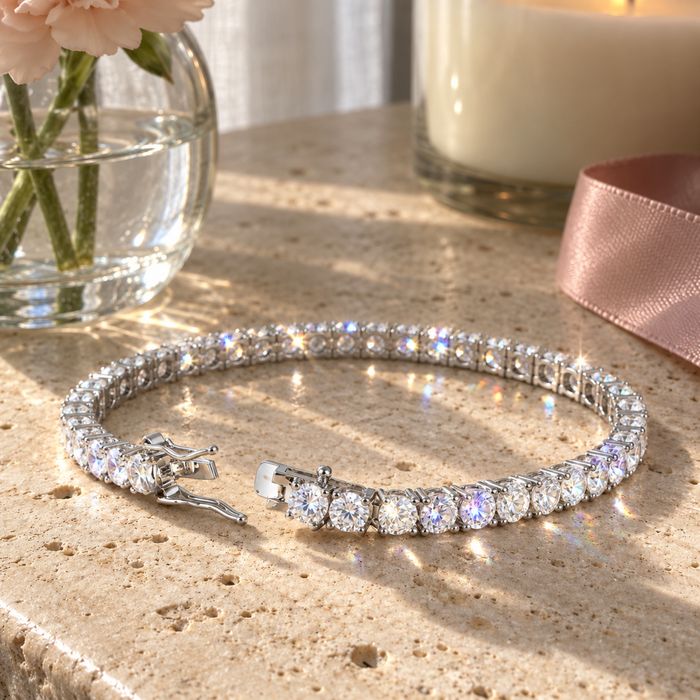 Brățară Tennis Moissanite 5.8 CT, Argint S925, 3 mm, 18 cm, GRA