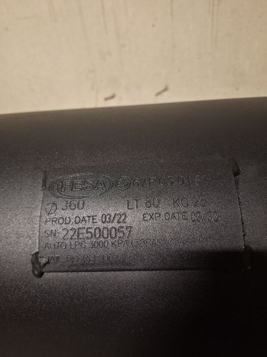 Нова бутилка цилиндрична газова автомобилна 360мм 80L със сонда OMB