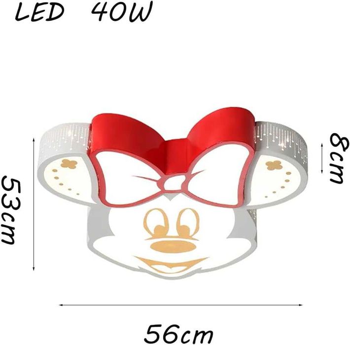 ЛЕД LED Детска таванна лампа полилей Мини Маус анимация дистанционно