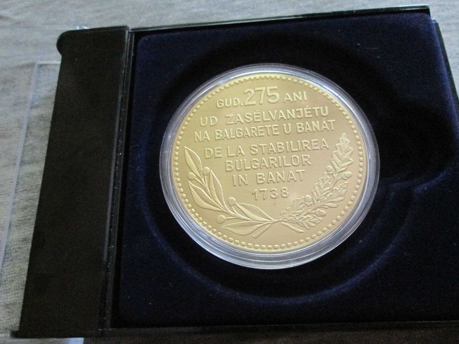 Medalie placata cu Aur, Star Bisnov 1213-2013 Banat. diametru 5 cm, proof