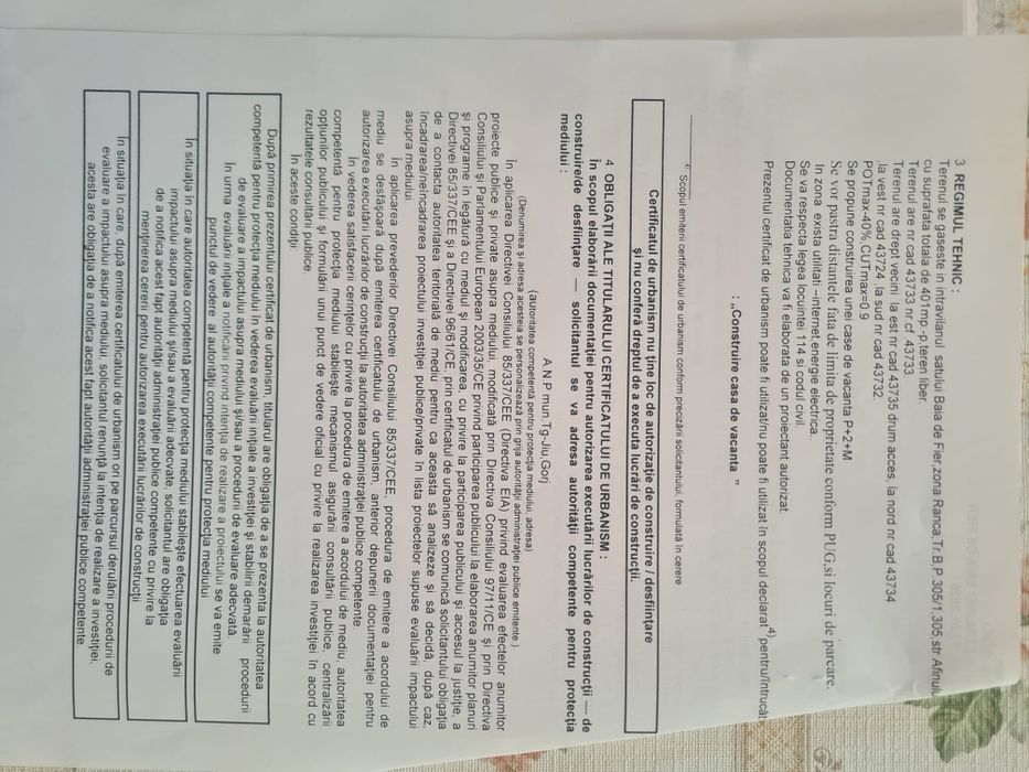 Proprietar vând parcele teren intravilan Rânca