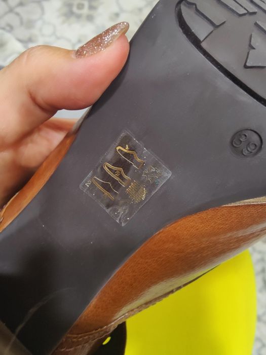 Кожени боти висок ток 39