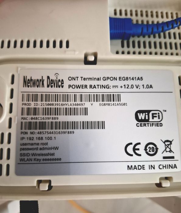 Продаётся GPON роутэр.HUAWEI EG81411A5 в идеальном состоянии.