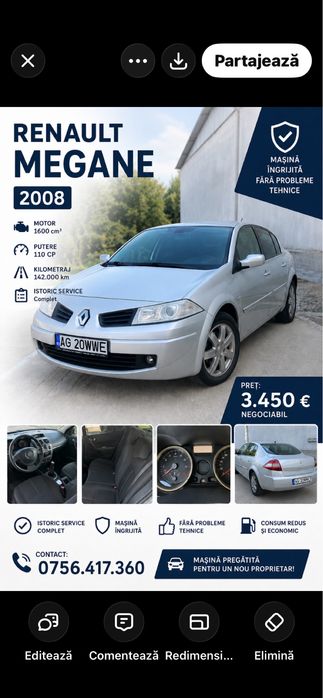 Vand Renault Megane Motor 1,6 Benzina