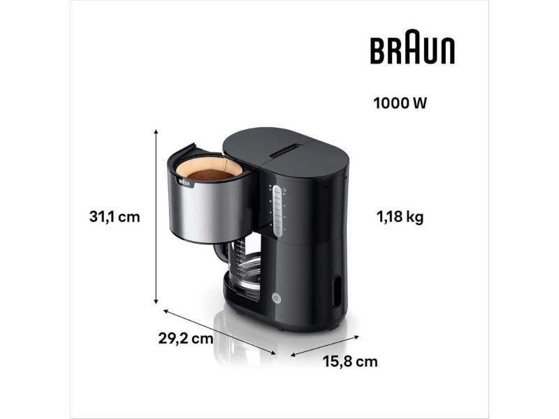 Кафемашина за Шварц Кафе Braun KF1500BK за 10 Чаши, 1000W