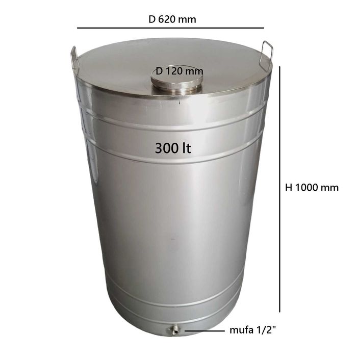 Butoi inox alimentar pentru vin si palinca 300 litri