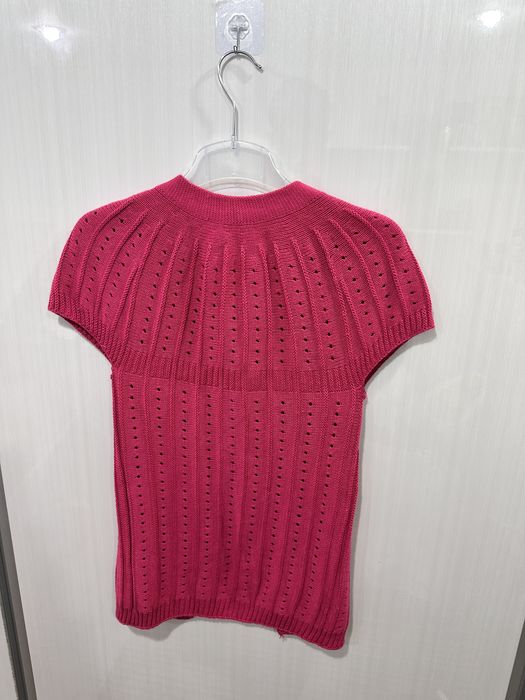 Cardigan tricotat damă, culoare fucsia, mânecă scurtă