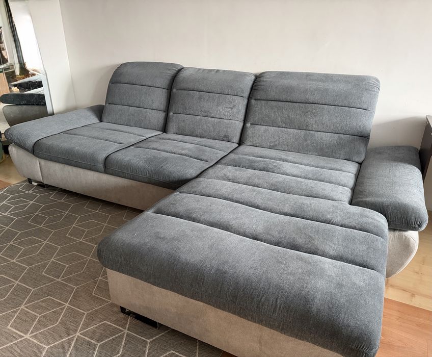 Ъглов сив диван  с дясна лежанка Рома 310х190 - Явор