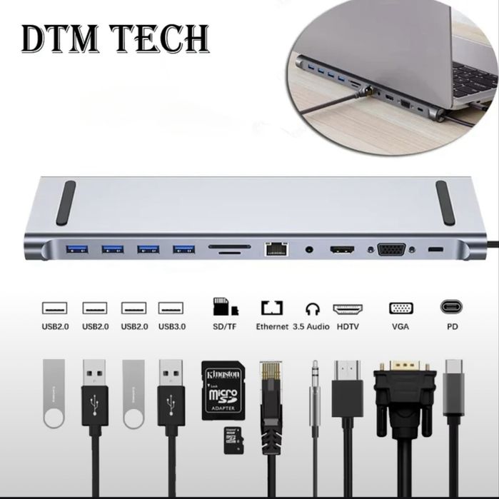 Док-станция типа С USB С Hub 3.0 Разветвитель Многопортовый адаптер 4К