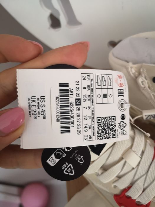 Бели кецове маратонки Мики Маус Зара 24 номер