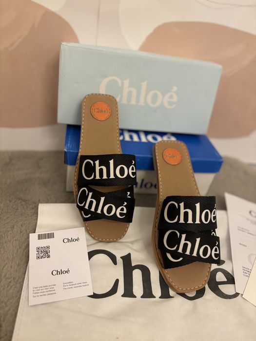 Slapi Chloe Woody Canvas Slides negru 36-41 marimi