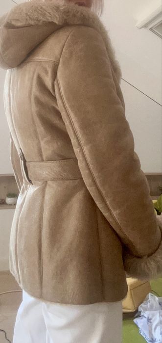 Cojoc dama bej piele naturala