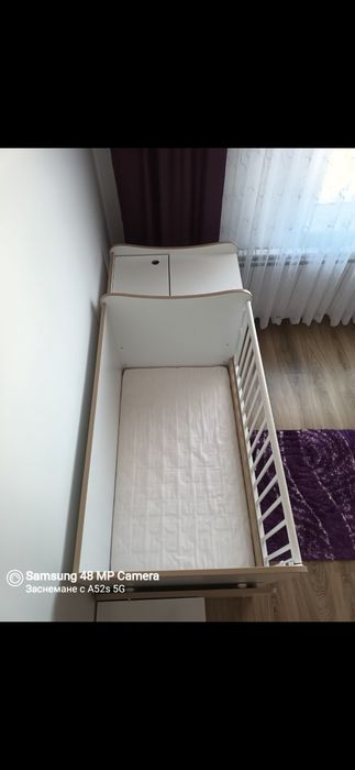 Комбинирано бебешко легло-люлка с шкаф и чекмеджета 3в1