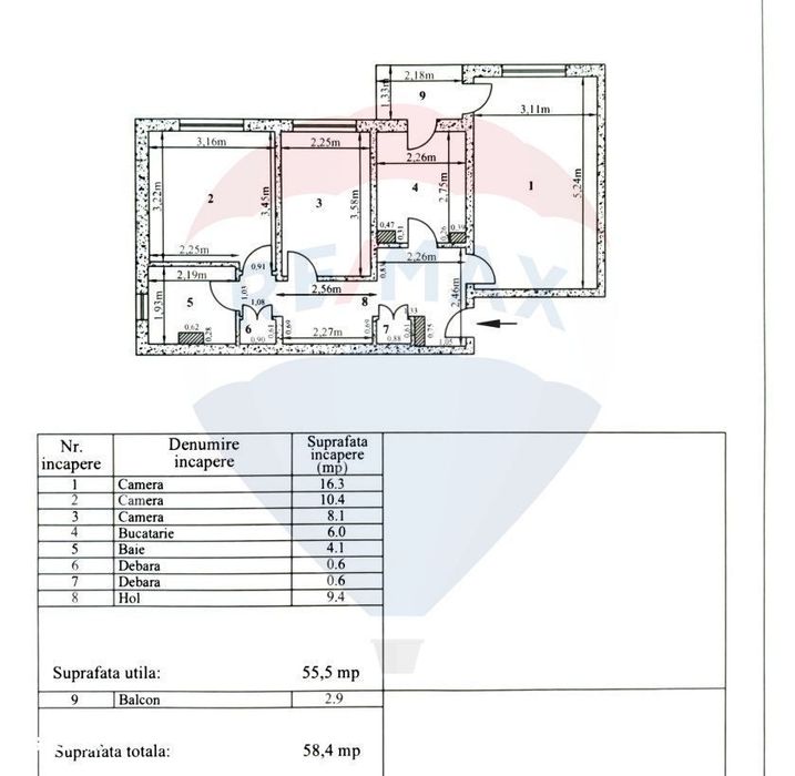 Apartament cu 3 camere de vânzare, decomandat Micro 17- Galați