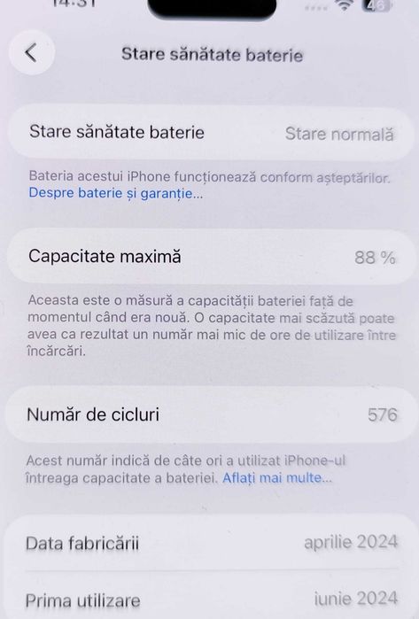 Telefon Apple iPhone 15Pro Max 256Gb (AG35 B 35547) Garantie 2ani !