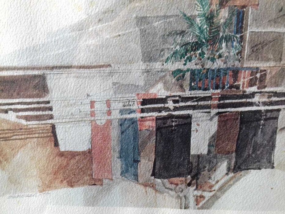 Tablou vechi - femeie la fereastra - semnat