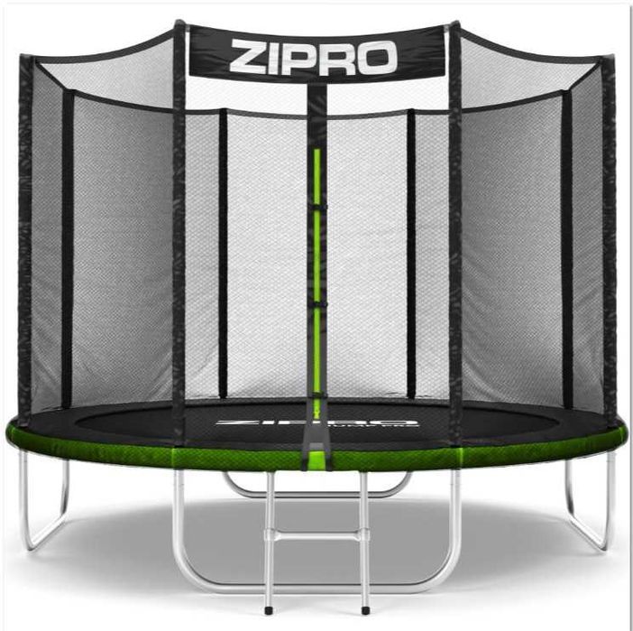 Trambulina de gradina Zipro, 8ft, 252cm, cu plasa externa, 3 picioare duble greutate, maxima utilizator 150 kg, Negru