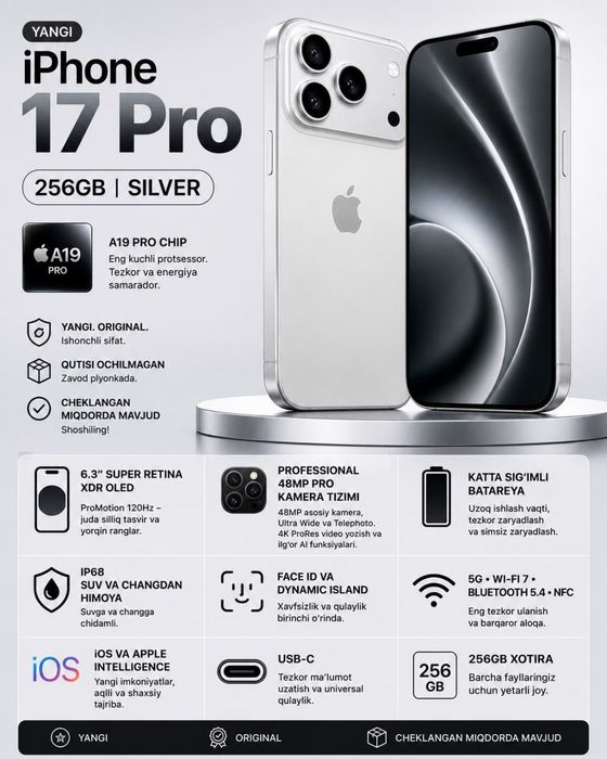 Iphone 17 pro 256 GB silver colour