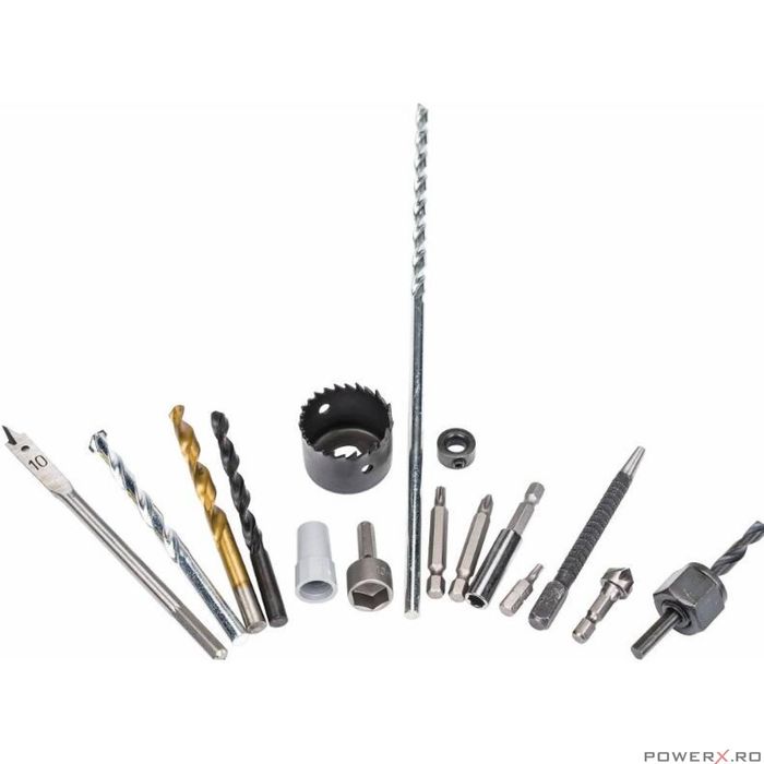 Trusa, set 204 burghie pentru lemn,metal, beton, biti, Powermat