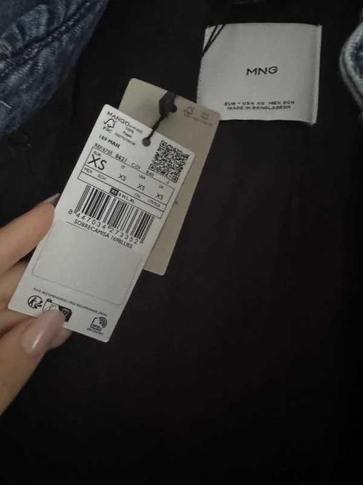 Cămașă/Overshirt Mango din denim matlasat, XS, bumbac 100%, nepurtată
